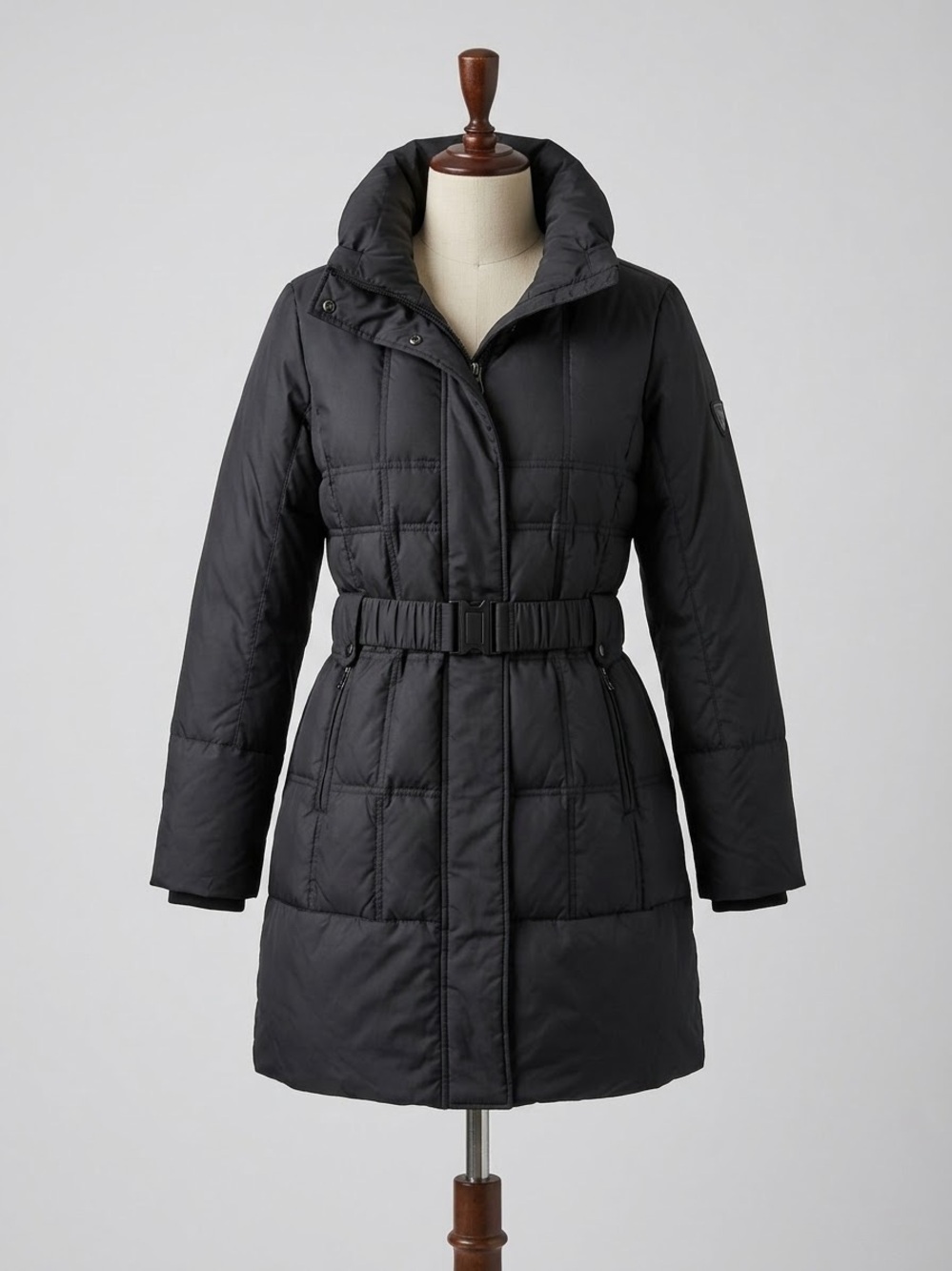 Larry Levine winter gray belted parka jacket